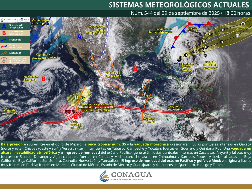 Mapa del pronóstico de lluvias del 30 de septiembre de 2025
